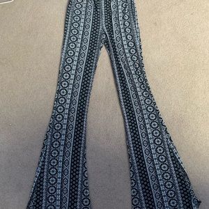 Black and White Patterned Flare Pants